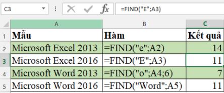 Cách sử dụng hàm Find