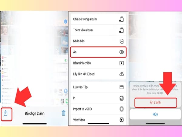 Sử dụng tính năng “Hide” trong Photos App