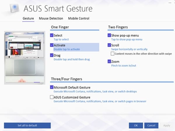 Hướng dẫn sử dụng phần mềm ASUS Smart Gesture