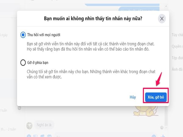 Cách xóa tin nhắn Facebook 2 bên