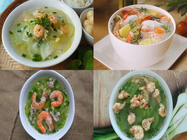 Tôm nấu canh bí xanh